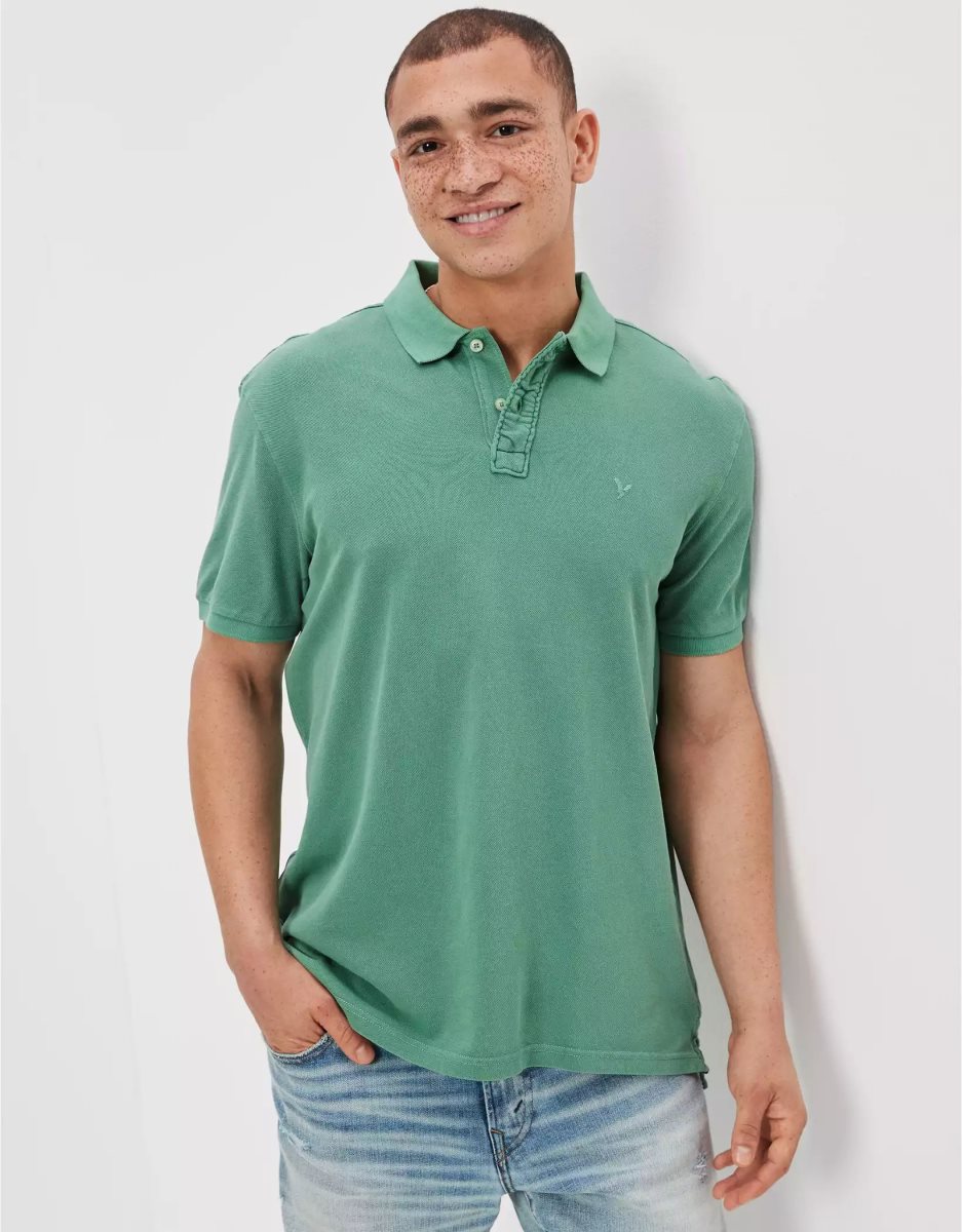 Polos American Eagle AE Super Soft Legend Pique Vert Homme | MNN-01855360